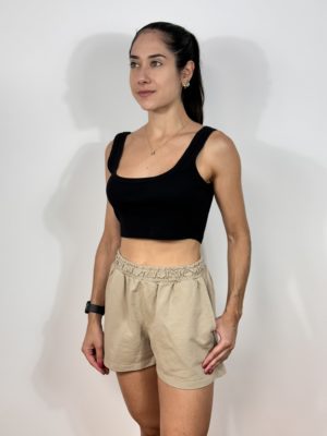 REGATA CROPPED ALGODÃO PRETA