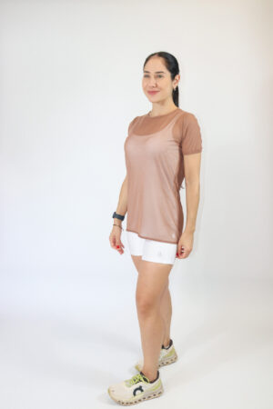 CAMISETA DE TULE MARROM