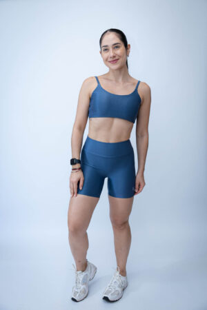 SHORTS BASIC AZUL VINTAGE CANELADO
